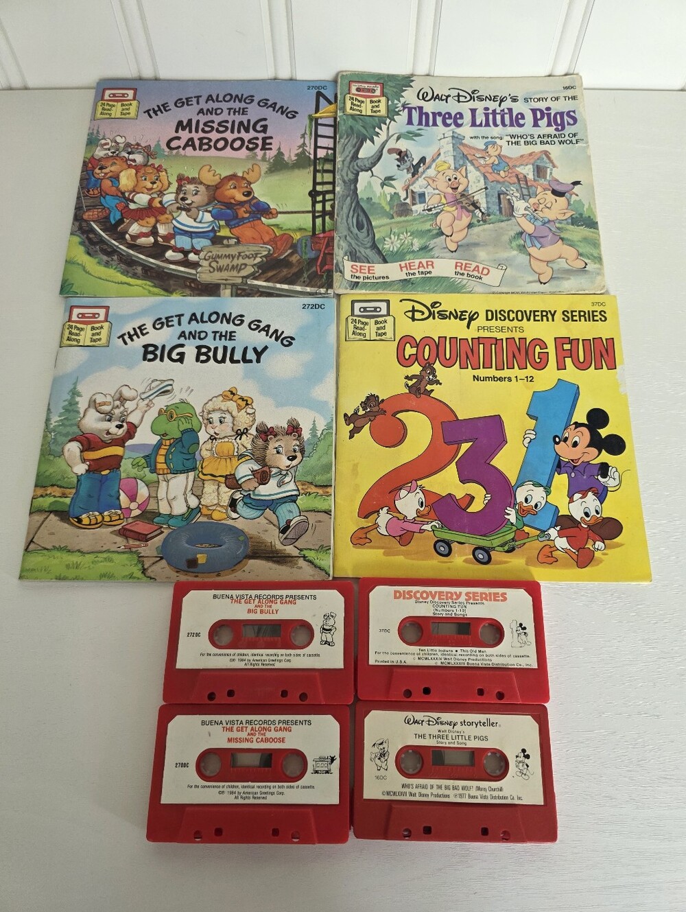 Vintage Disney Storybook Book Tape Sets Cassettes Read Along 24 Pages 80s Retro
